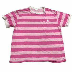 Pink Striped Paw Print Womens Size XL Embroidered t-shirt